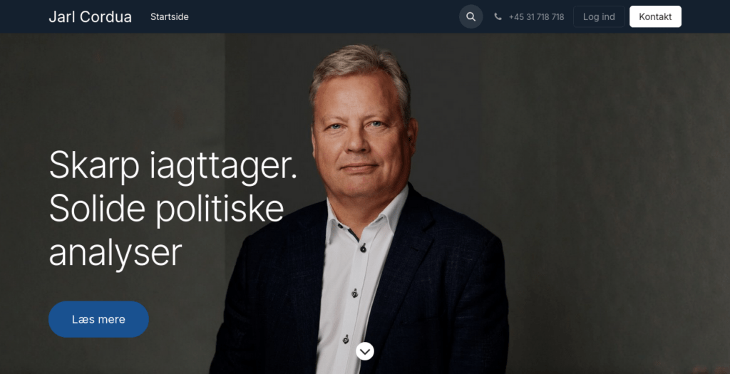 Fra Corduas hjemmeside: "Skarp politisk iagttager"
